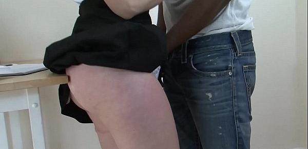  Redhead schoolgirl impaled by black cock